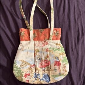 Vintage Beach Scene on Handmade Women's Bag